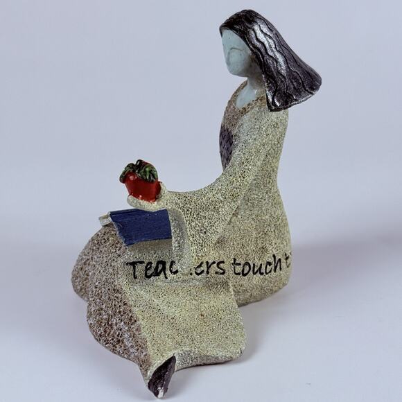 Carson ArtStone Teacher Figurine With Book And Apple Inspirational Decor - Picture 4 of 9